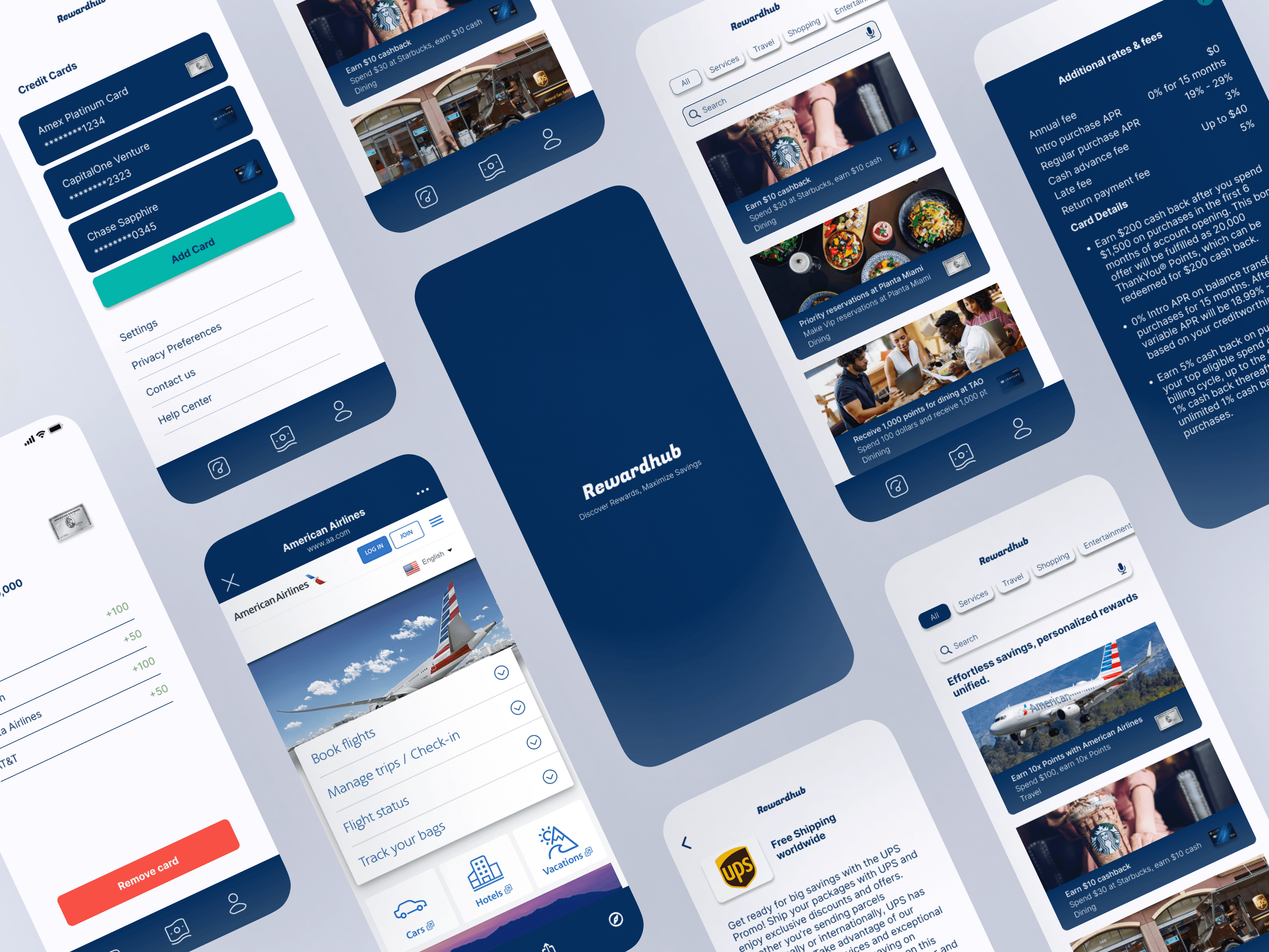 RewardHub mobile UI mockup